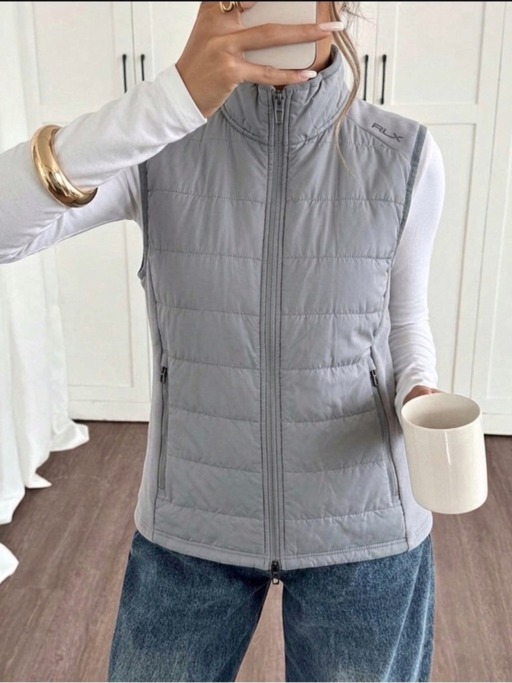 Ralph Lauren RLX Quilted Vest Lightweight Utility Grey Size Small